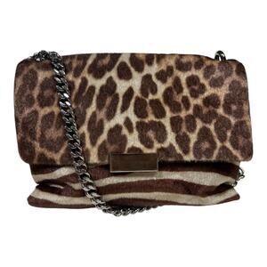 Stella McCartney Faux Fur Animal Print Chain Strap Shoulder Bag Purse